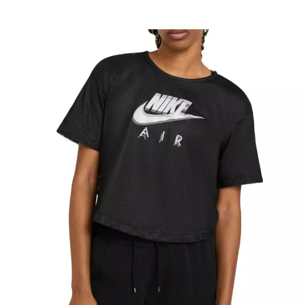 NWT Nike Air Women's Sportswear workout Mesh Crop Top Black White Size 2X - Picture 2 of 9